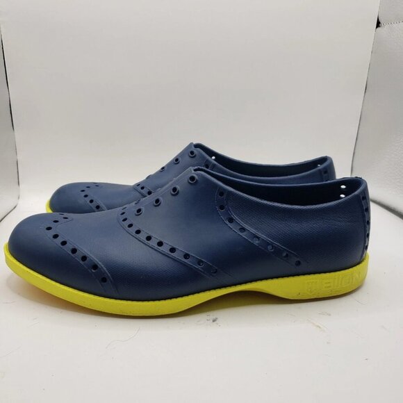 BIION Spikeless Golf Shoes Mens 5 Womens 7 Blue yellow Oxford Slip On - Picture 1 of 6
